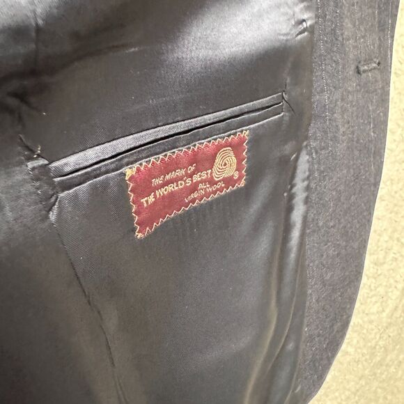 Vintage Chaps Ralph Lauren Blazer Virgin Wool Dark Blue Striped Mens 42 2 Button - Picture 13 of 13